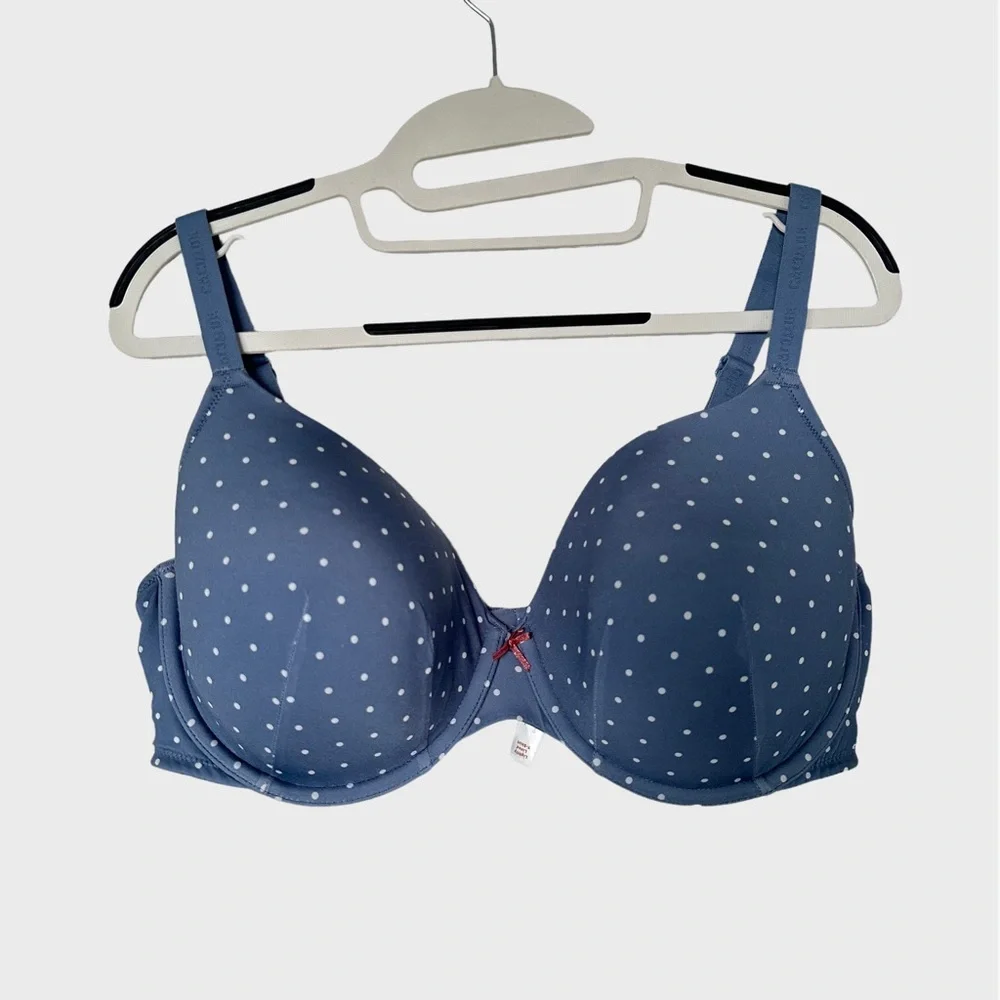 Cacique Polka Dot Print Lightly Lined T-Shirt Bra‎ Size 40DD